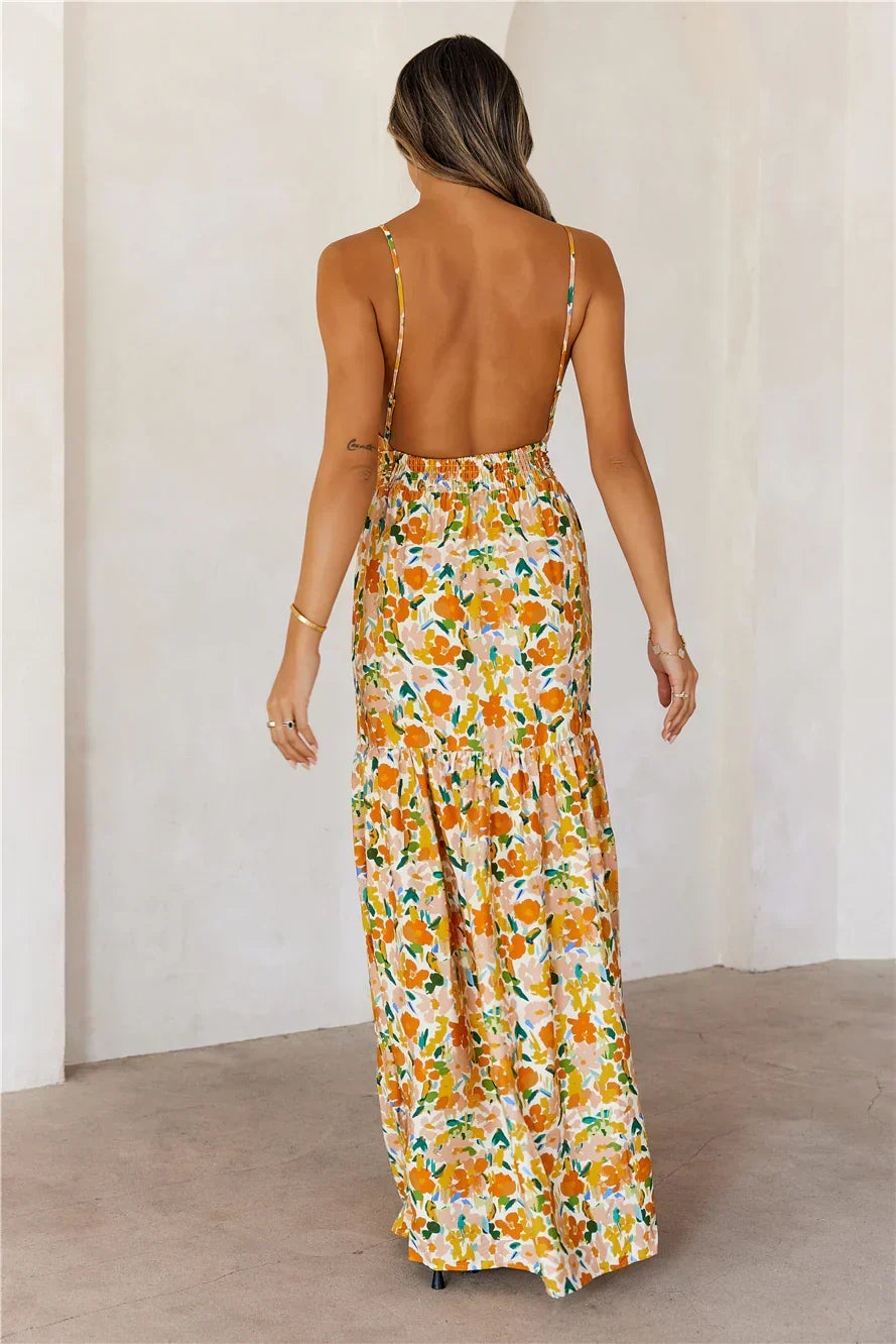 Floral Whispers Maxi Dress Orange