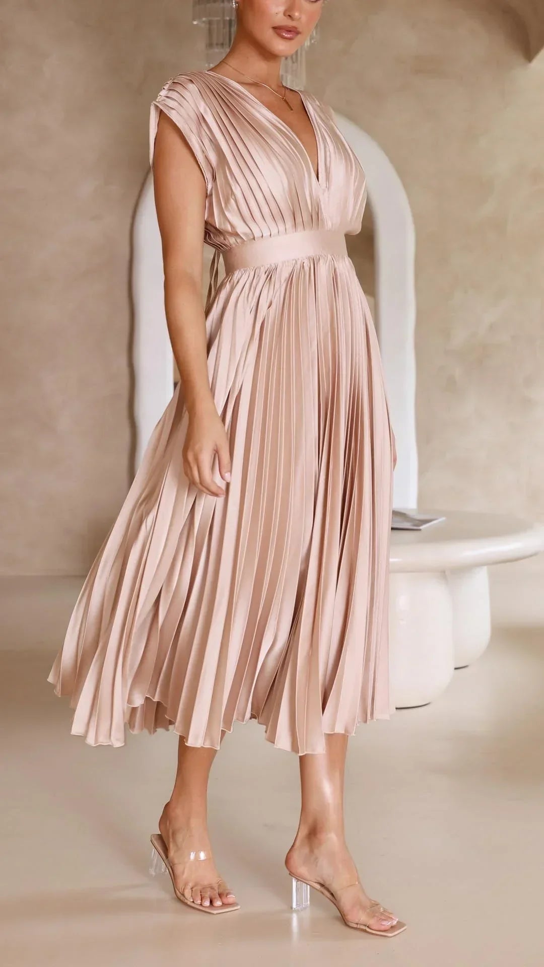 Rosalie Pleated Midi Dress