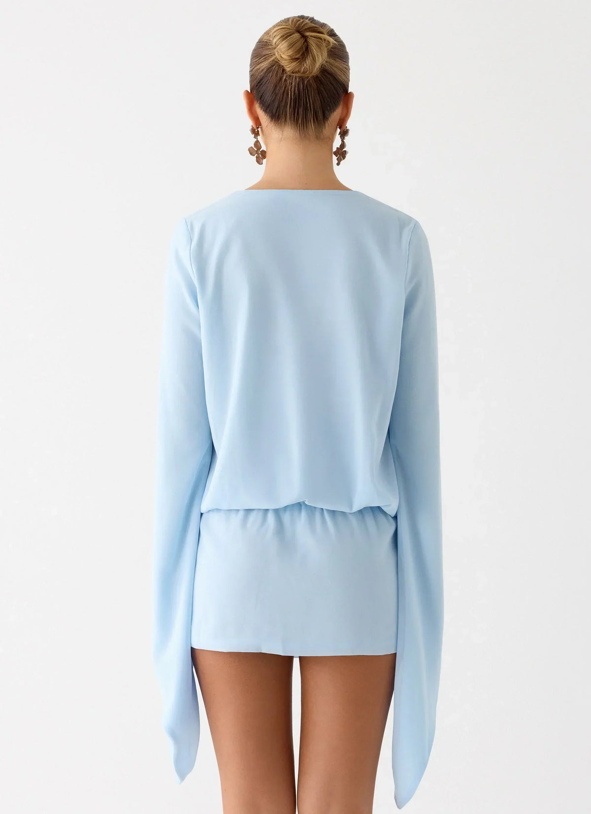 Junia Long Sleeve Mini Dress - Pale Blue