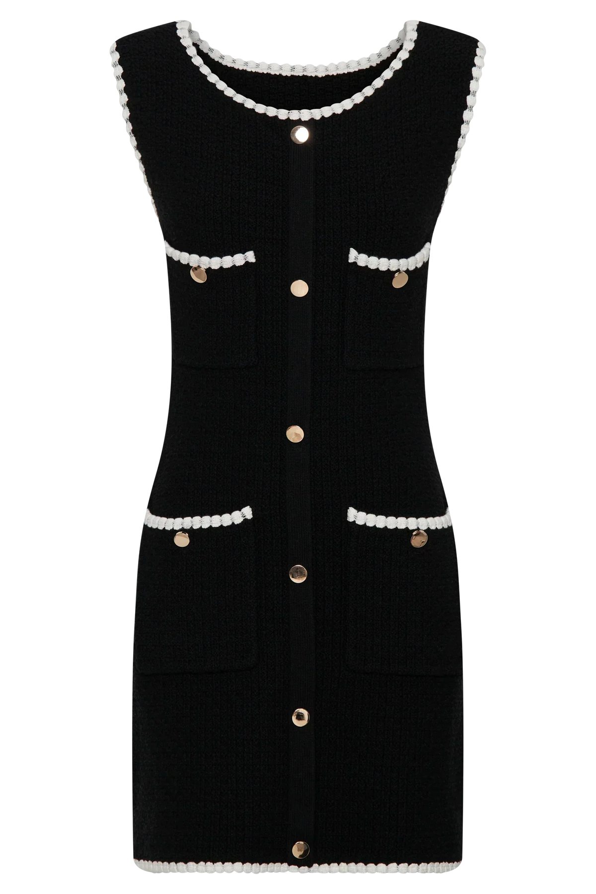 Mia Contrast Knit Mini Dress - Black/White