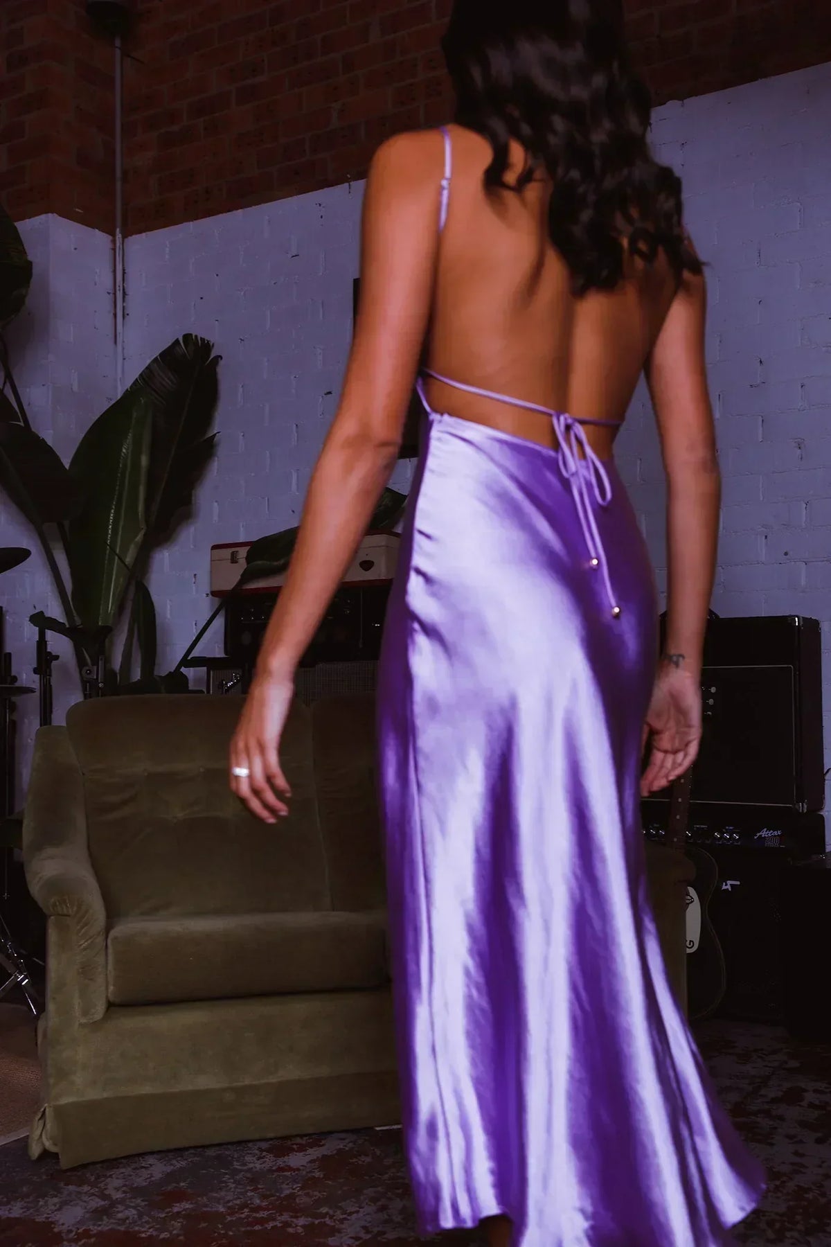 Dolce Life Low Back Midi Dress Lilac