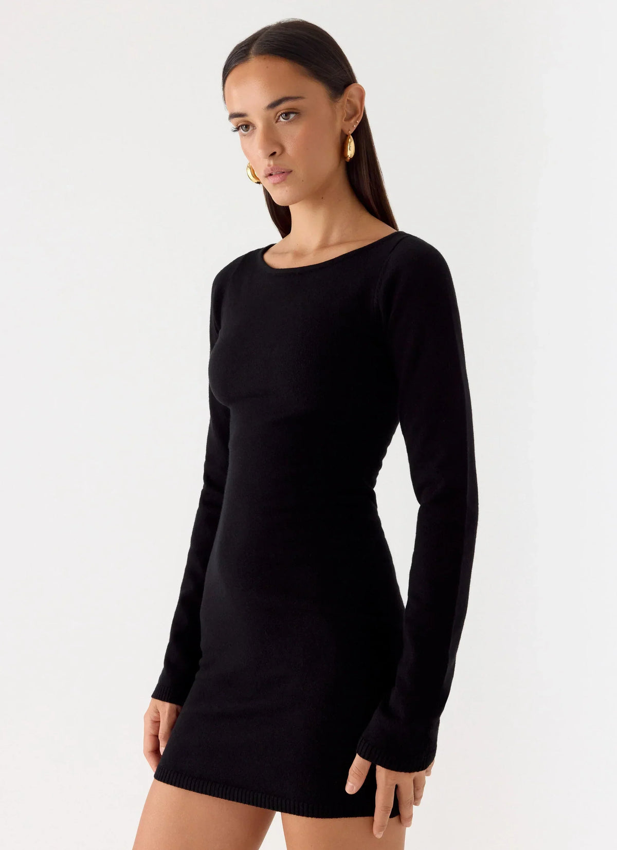 Soft Vision Knit Mini Dress Black