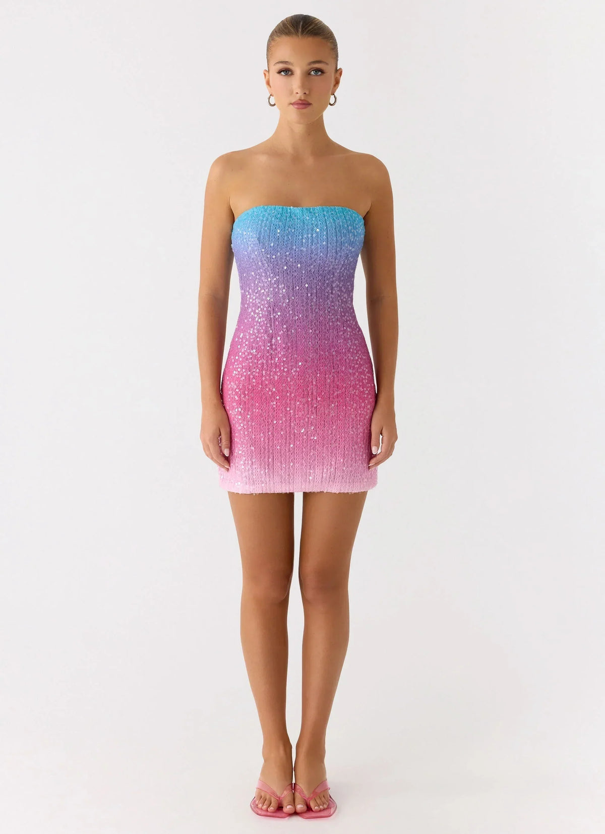 Step Closer Sequin Knit Mini Dress Pink