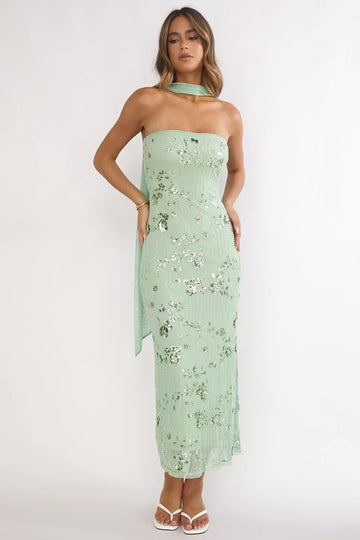 Jeremia Strapless Maxi Dress Mint