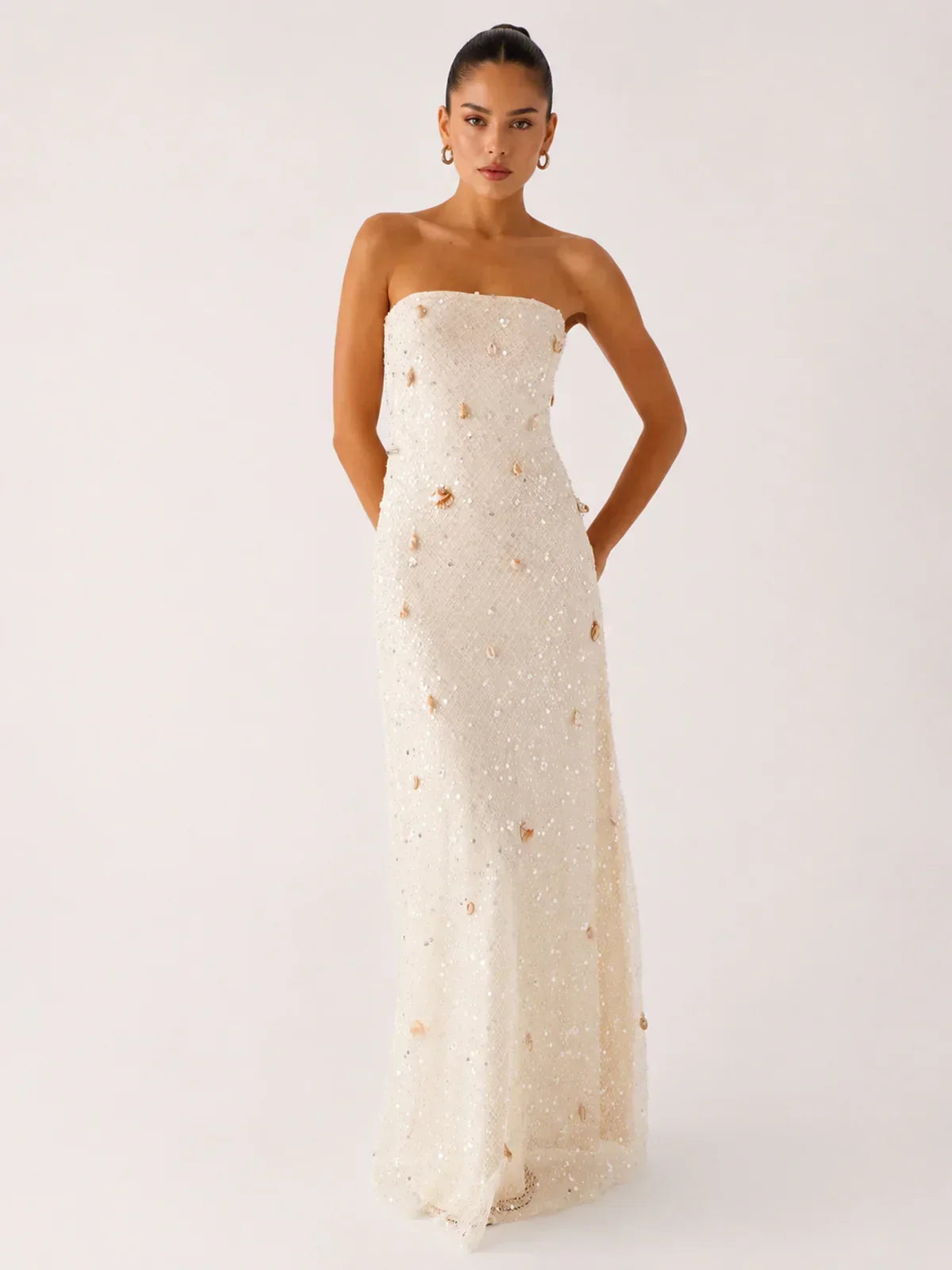 Orelli Shell Sequin Knit Maxi Dress - Ivory