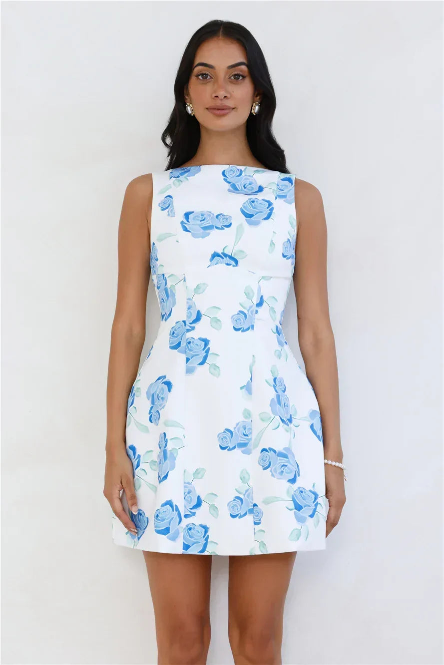 Rosy Horizon Mini Dress Blue