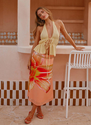 Summertime Midi Skirt - Orange Floral