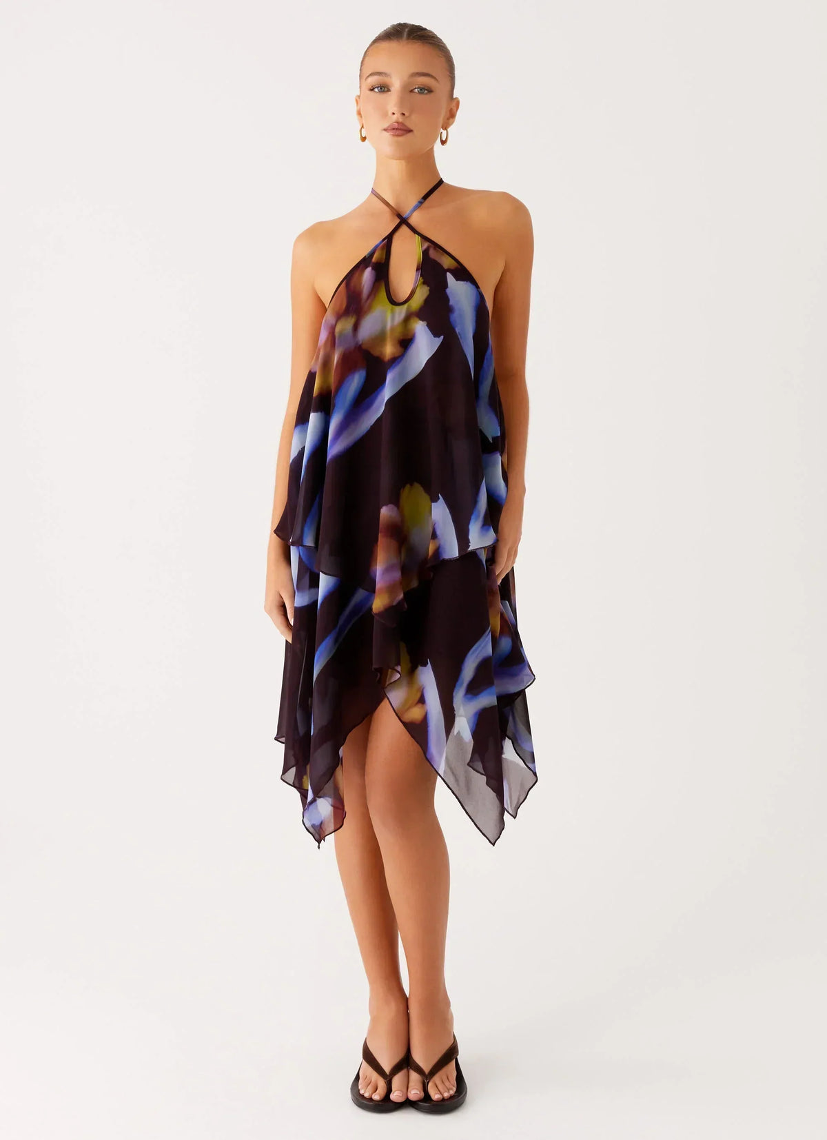 Verbena Midi Dress - Dark Floral