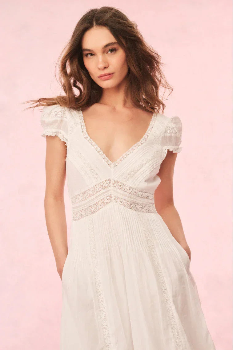 Suvi Cotton Midi Dress - White
