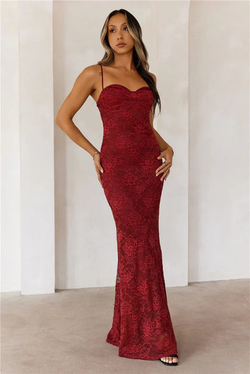 Chasing Midnight Lace Maxi Dress