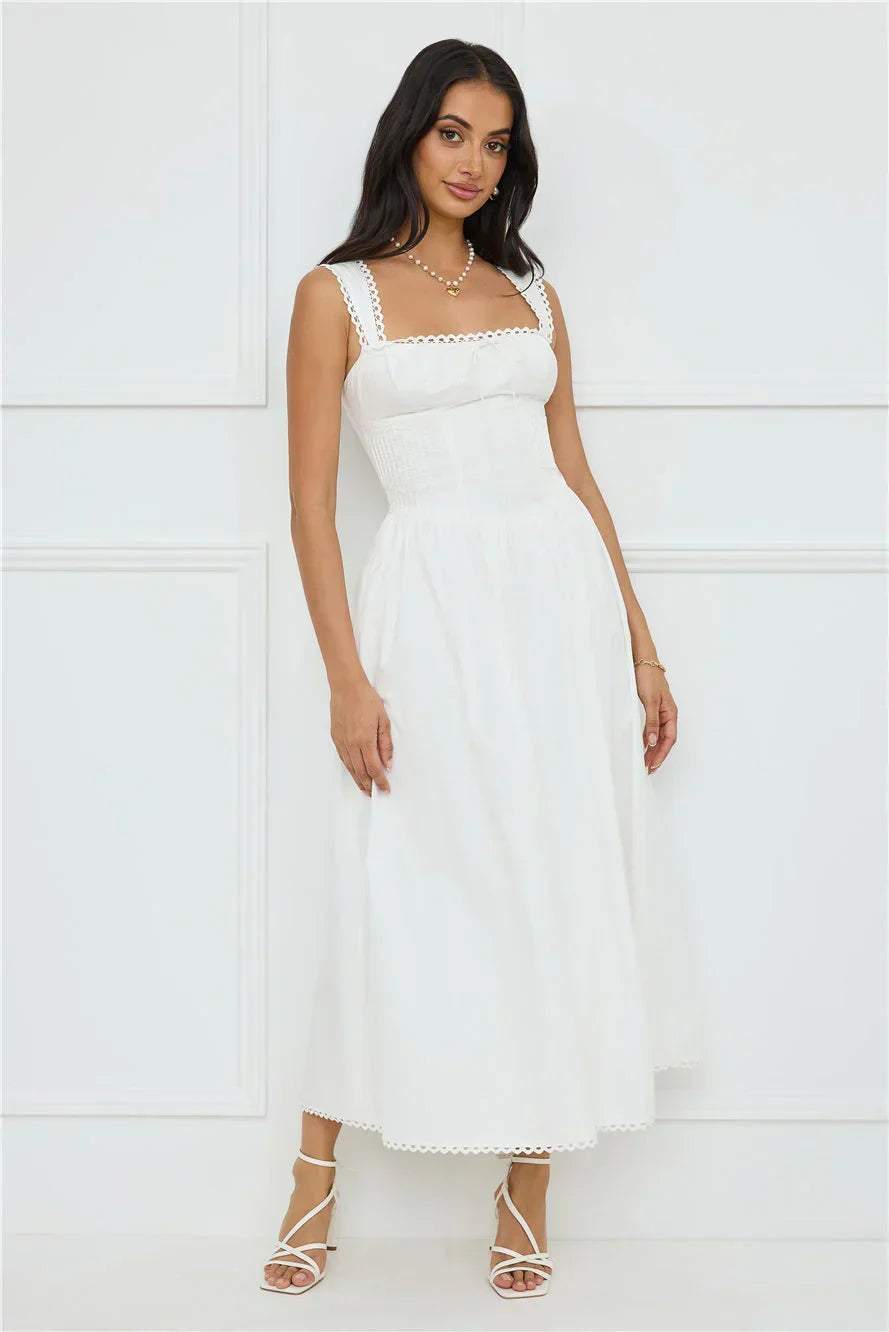Luxe Serene Midi Dress White